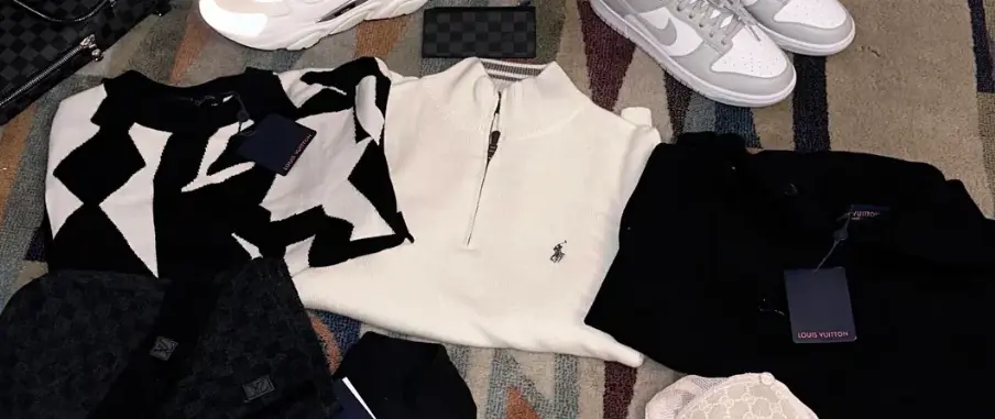 ~14.5 kg Hipobuy haul — six pairs, LV-style knits & Damier accessories photo 3