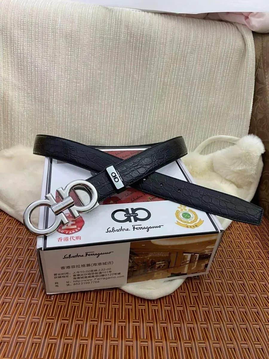 Salvatore Ferragamo Black Croc Texture Belt with Gancini Buckle — Hipobuy Spreadsheet find